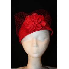 Mujer&apos;s Red Satin Pillbox Dress Hat  eb-24623938